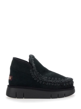 'Eskimo' Black Slip-On Boots with Rear Logo in Suede Woman