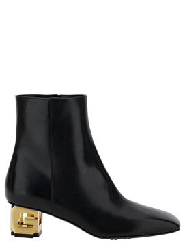 Black Leather G Cube Ankle Boots