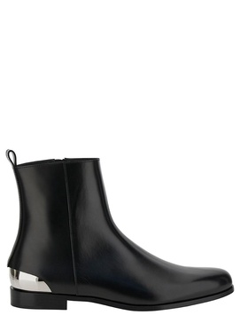 'Lux Trend' Black Ankle Boots with Metal Detail in Smooth Leather Man