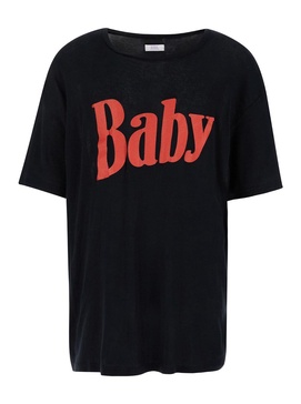 Oversized Black T-Shirt with Baby Print in Cotton Man