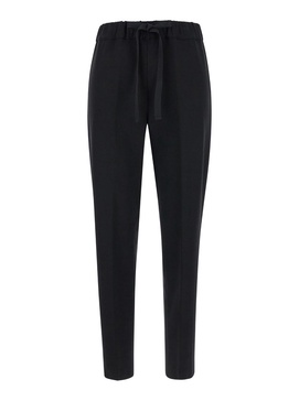 'Buddy' BlackPants with Drawstring Elastic Waist in Viscose Blend Stretch Woman