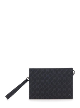 Black and Grey Clutch with GG Detail in GG Supreme Canvas Man