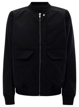 Black Bomber Jacket with Flap Pockets in Cotton Blend Man