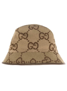 Beige GG Fabric Buket Hat in Canvas Man