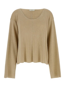 Beige Oversize Top in Cotton Woman