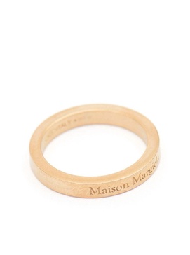 Gold-Colored Ring with Logo Lettering Engraving in Silver Woman