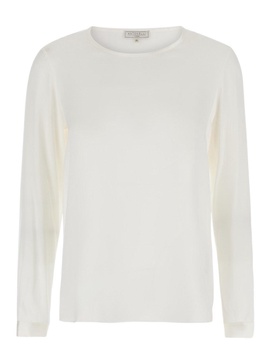 'Adige' White Long Sleeve Top in Stretch Silk Woman