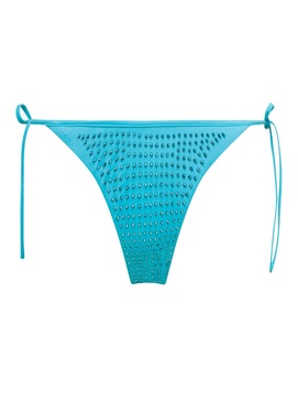 Bikini Bottom with All-Over Crystal Embellishment in Light-Blue Polyamide Woman