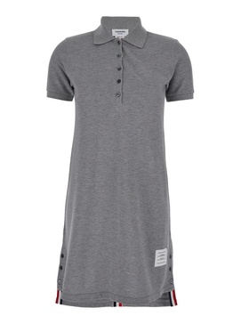 KNEE-LENGTH POLO DRESS W/ CENTER BACK RWB STRIPE IN CLASSIC PIQUE