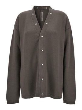 Grey V-neck 'peter' Cardigan In Virgin Wool Man