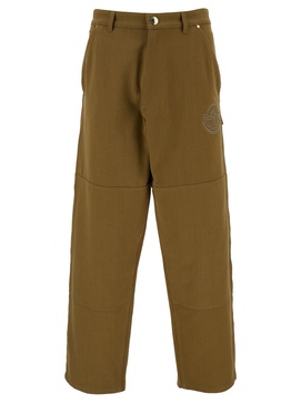 Brown Pants with Moncler x Roc Nation by Jay-Z Logo Embroidery in Cotton Canvas Man