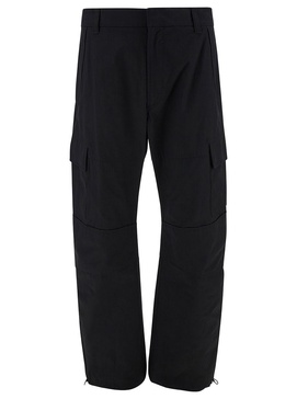 Black Arched Cargo Pants with Logo Embroidery in Cotton Man