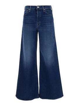 Blue Five-Pocket Wide Jeans in Denim Woman