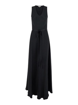 'Luxor' Black Long Dress with Bow in Fabric Woman