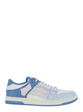 'Skel Top Low' Light Blue And Blue Bi-Color Sneakers With Skeleton Patch In Leather Man