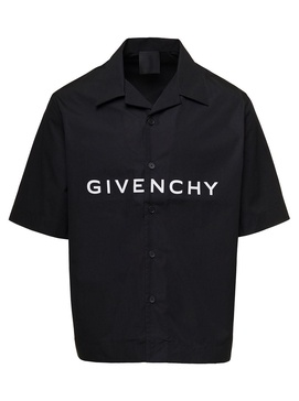 Black Hawaii Shirt With Contrasting Lettering In Cotton Man Givenchy