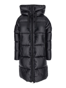 'isabel' Black Oversized Down Jacket With Hood In Nylon Woman