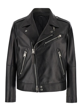 Black Asymmetric Biker Jacket In Leather Man