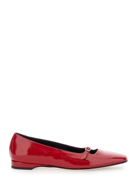 'emilie' Red Ballet Flats With Buckle In Patent Leather Woman