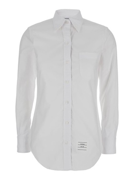 Classic Point Collar Shirt W/ Rwb Grosgrain Placket In Oxford