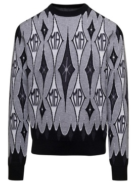 argyle ribbed wool jumper