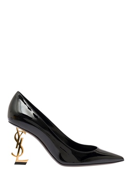 SAINT LAURENT Black and Gold Patent Leather Opyum Pumps for Women