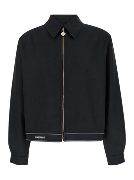 Black Jacket With Pointed Collar In Wool Man