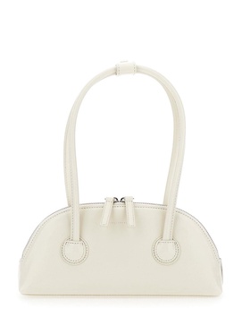 'besette' White Shoulder Bag With Engraved Logo In Leather Woman