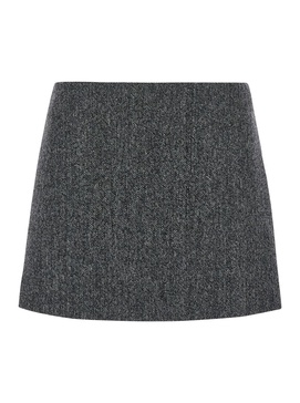 Grey Mini-Skirt in Wool Blend Woman