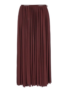 Long Bordeaux Pleated Skirt in Stretch Fabric Woman