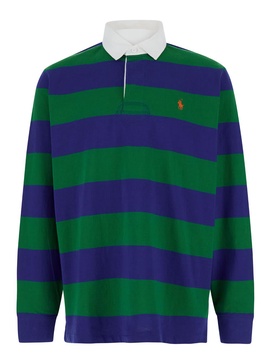 'rugby' Multicolor Polo Shirt With Pony Detail And Striped All-over Motif In Cotton Man