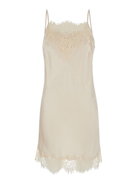 'chantal' Mini White Dress With Tonal Lace Trim In Silk Woman