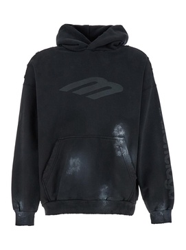 Black Hoodie With 3b Stencil Logo In Cotton Man