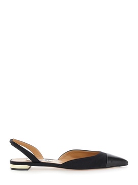 'milanese' Black Slingback Ballet Flats In Grosgrain And Leather Woman