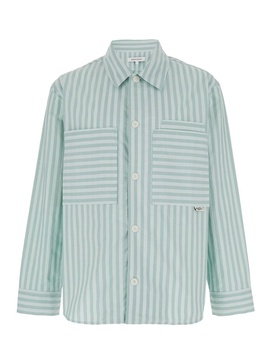 Maison Kitsuné Long Sleeved Striped Overshirt