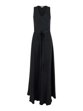 'Luxor' Black Long Dress With Bow In Fabric Woman in Black