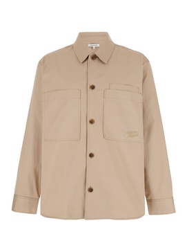 Beige Overshirt with Pockets  in Cotton Man