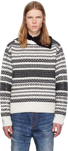 White & Black Nordic Crewneck Sweater