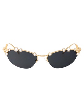 Swarovski Embellished Oval Frame Sunglasses