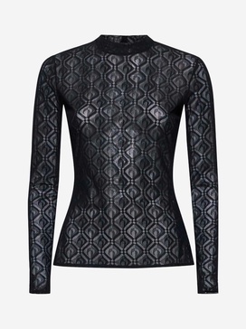 Black Moon Diamant Jacquard Mesh Top