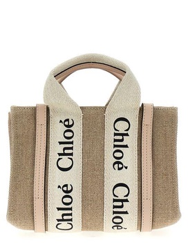 CHLOÉ Mini Canvas and Leather Tote Handbag