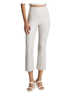 faux leather crop flare pants in porcelain