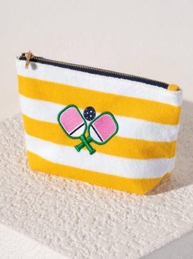 women's pickleball zip pouch in yellow/white