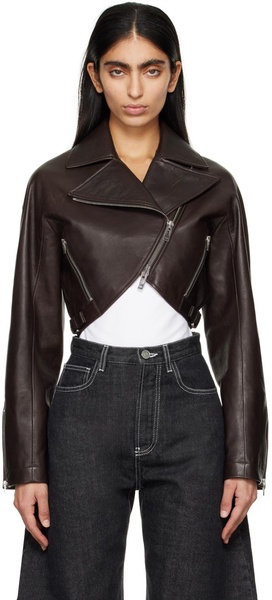 Brown Cropped Leather Jacket