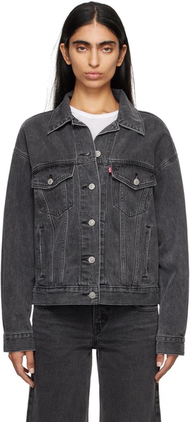 Black 90s Denim Trucker Jacket