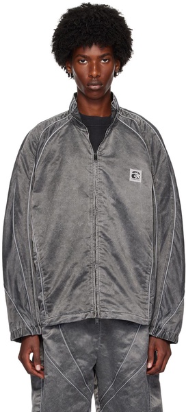 Gray Oversized Piped Track Jacket