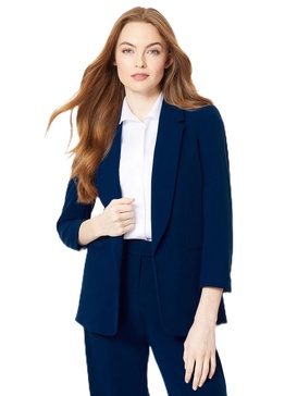 Jones New York Women's Tall Size Notched Collar Jacket W/Rolled Sleeves, Pacific Navy