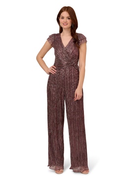 Adrianna Papell womens Metallic Crinkle Jumpsuit