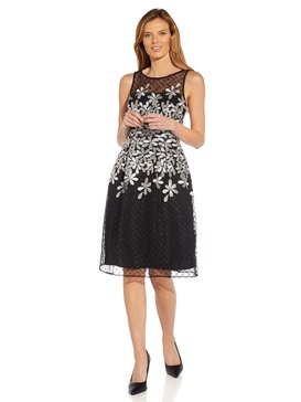 Adrianna Papell Women's Embroidered Fit and Flare