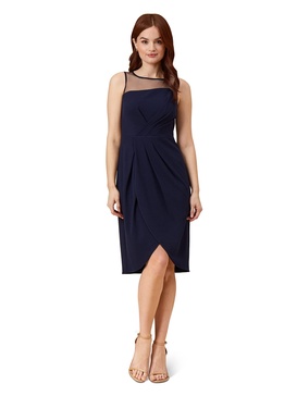 Adrianna Papell Women's Draped Crepe Illusion Dress